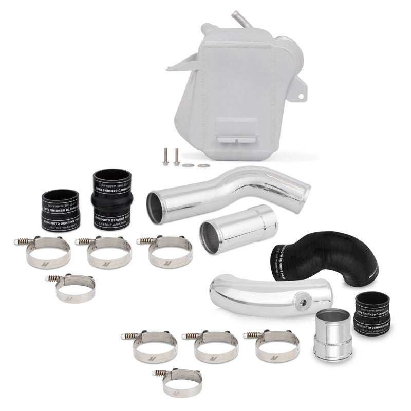 Mishimoto Mishimoto 11-16 Ford 6.7L Powerstroke Air-To-Water Intercooler Kit - Wrinkle Silverw/ Polished Pipes