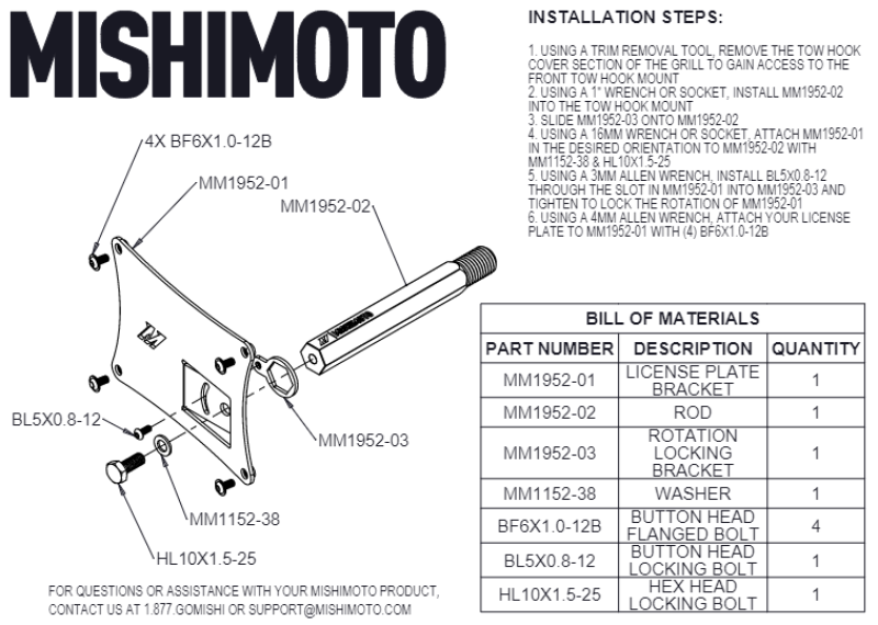 Mishimoto 2023+ Nissan Z License Plate Relocation Kit - Black Ops Auto Works