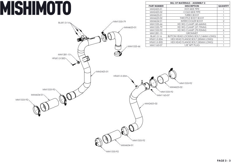 Mishimoto Mishimoto 21+ Bronco 2.3L High Mount INT Kit BK Core BK Pipes