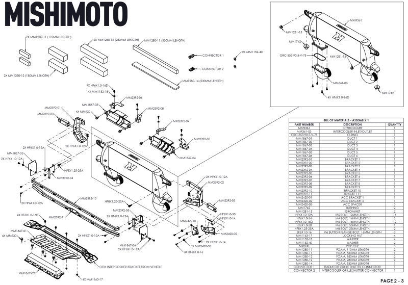 Mishimoto Mishimoto 21+ Bronco 2.3L High Mount INT Kit SL Core P Pipes