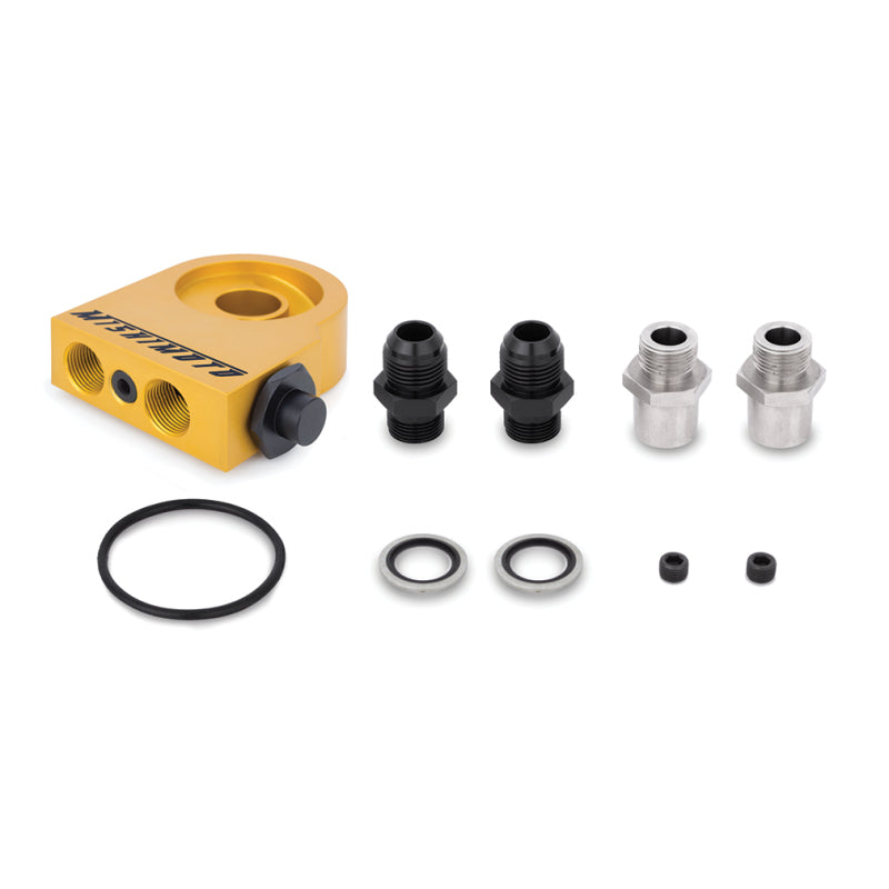 Black Mishimoto stacked plate engine oil cooler for high performance applications