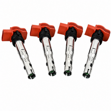 Load image into Gallery viewer, Complete set of four Mishimoto ignition coils for compatible four-cylinder Volkswagen and Audi applications