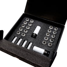Load image into Gallery viewer, Full Mishimoto 24-piece lug nut kit with standard nuts, locking nuts, and both sockets in open box