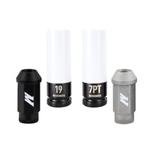 Load image into Gallery viewer, Mishimoto black and silver locking lug nuts with 19mm and 7-point sockets