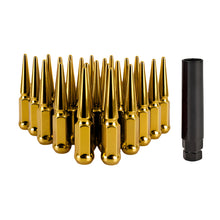 Load image into Gallery viewer, Mishimoto Mishimoto Mishimoto Steel Spiked Lug Nuts M14 x 1.5 24pc Set Gold