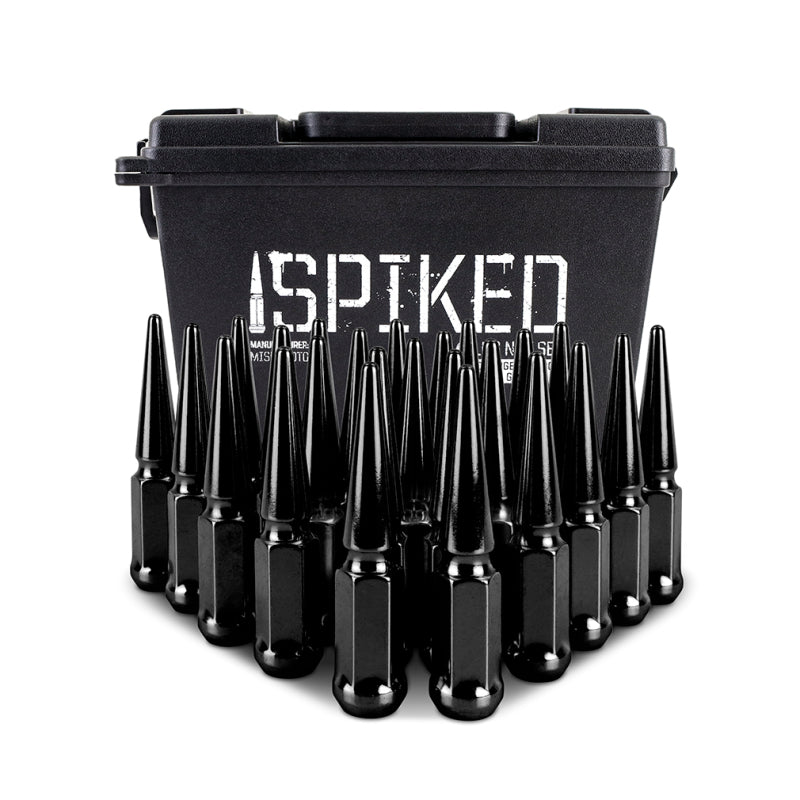 Mishimoto Mishimoto Steel Spiked Lug Nuts M14 x 1.5 24pc Set Black - Mishimoto MMLG-SP1415-24BK