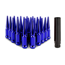 Load image into Gallery viewer, Mishimoto Mishimoto Steel Spiked Lug Nuts M14 x 1.5 24pc Set Blue - Mishimoto MMLG-SP1415-24BL