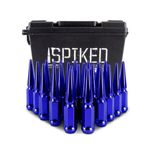 Load image into Gallery viewer, Mishimoto Mishimoto Steel Spiked Lug Nuts M14 x 1.5 24pc Set Blue - Mishimoto MMLG-SP1415-24BL