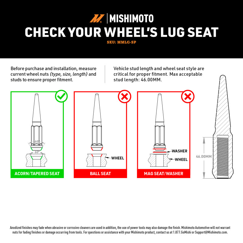 Mishimoto Mishimoto Steel Spiked Lug Nuts M14 x 1.5 24pc Set Blue - Mishimoto MMLG-SP1415-24BL