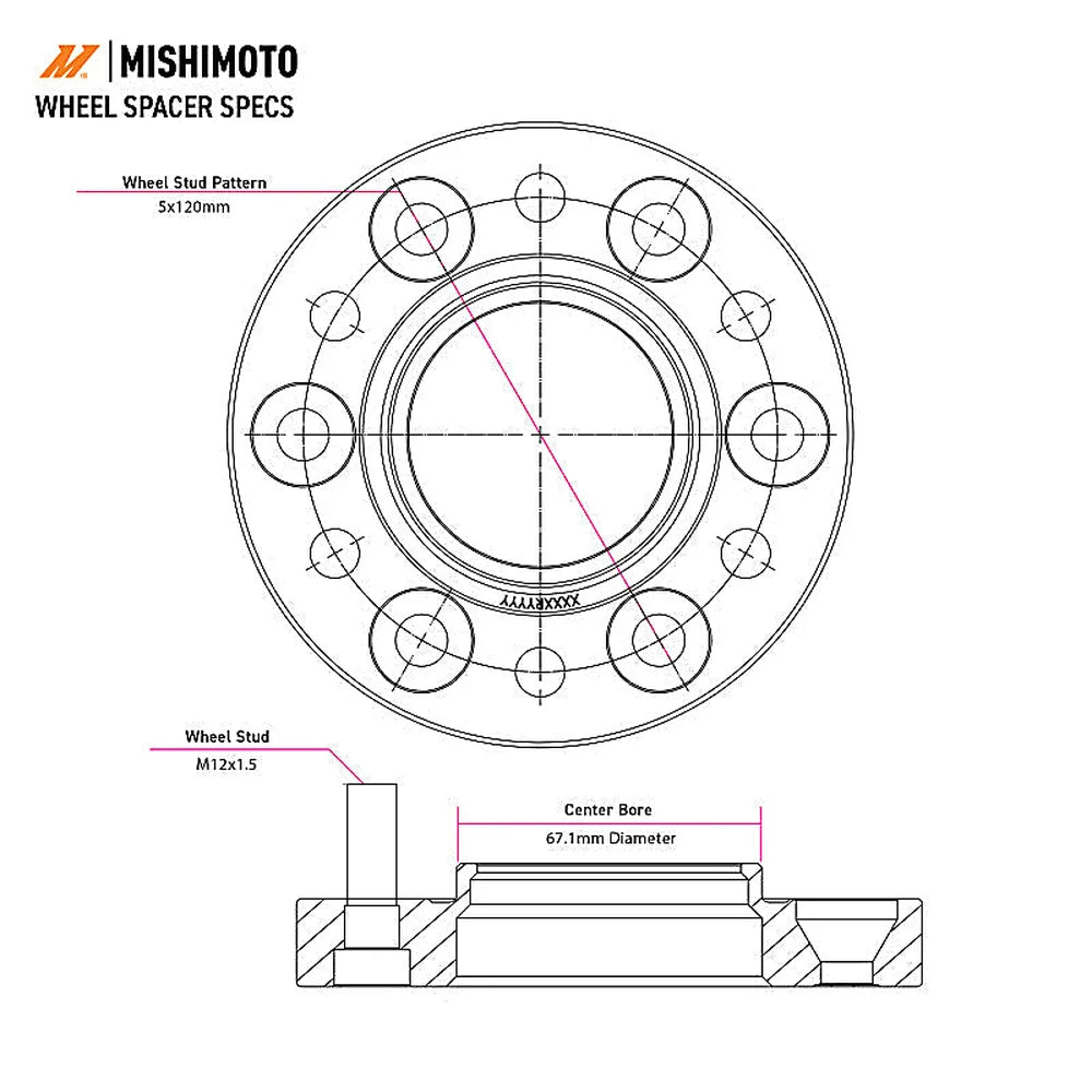 Mishimoto Wheel Spacers - 5x120 - 67.1 - 15 - M14 - Black - Mishimoto MMWS-010-150BK