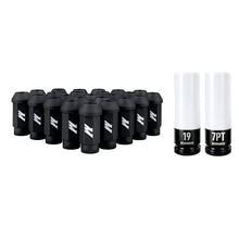 Load image into Gallery viewer, Mishimoto black steel locking lug nuts and sockets shown together