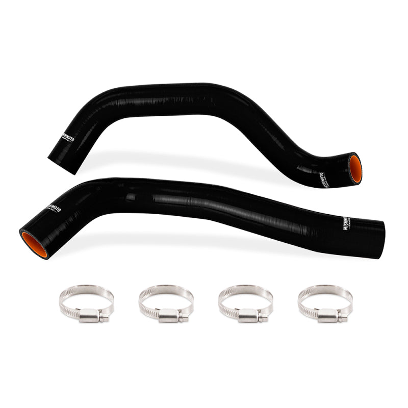 Mishimoto black silicone radiator hose kit with upper and lower hoses and worm gear clamps