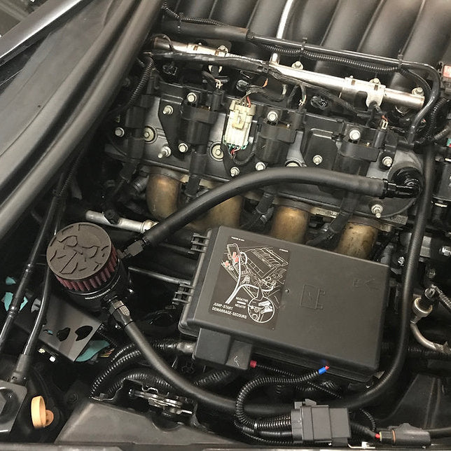 Installation view under hood of 2010 Corvette Z06 dry sump
