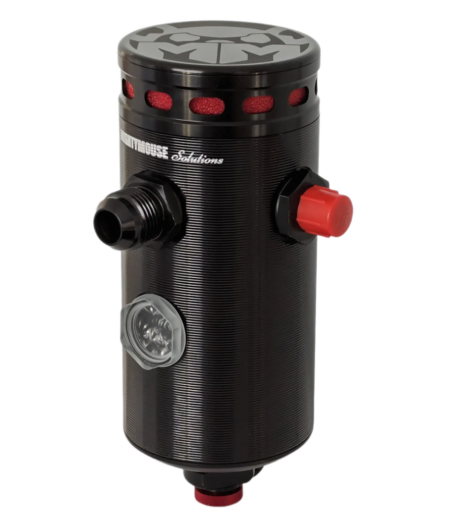 Close-up of -10/12AN fittings and billet aluminum body