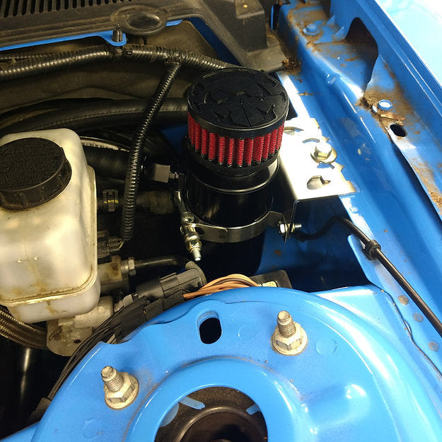 Bolt-on mounting view on 2018 Mustang GT engine bay