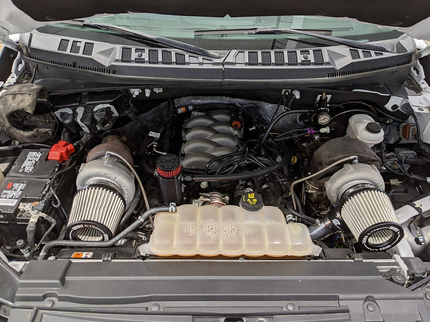 Bolt-on mounting view on 2020 F-150 Lariat engine bay