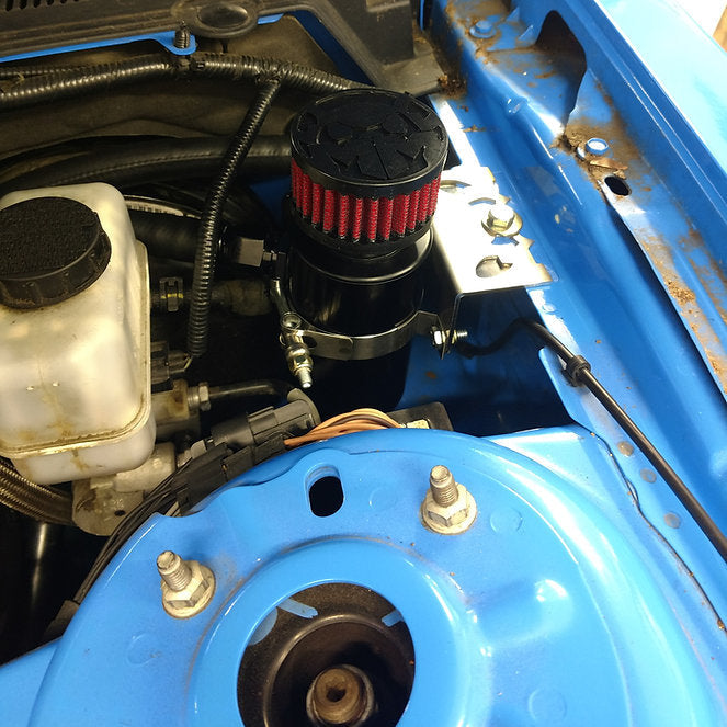 Bolt-on mounting view on 2005 Mustang GT engine bay
