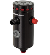 Load image into Gallery viewer, Front view of WK2 SRT Mild PCV catch can with sight glass and -8AN fittings
