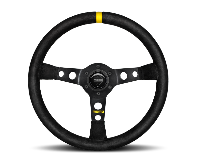 Momo MOD07 Steering Wheel 350 mm -  Black Suede/Black Spokes/1 Stripe - Black Ops Auto Works