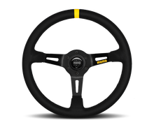 Load image into Gallery viewer, Momo MOD08 Steering Wheel 350 mm -  Black Suede/Black Spokes/1 Stripe - Black Ops Auto Works