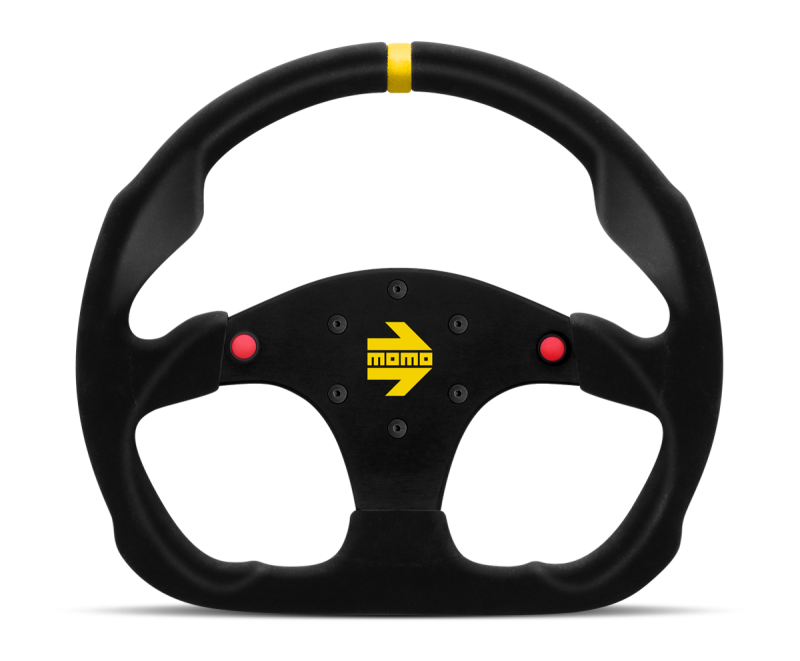 Momo MOD30 Buttons Steering Wheel 320 mm -  Black Suede/Black Spokes/1 Stripe - Black Ops Auto Works