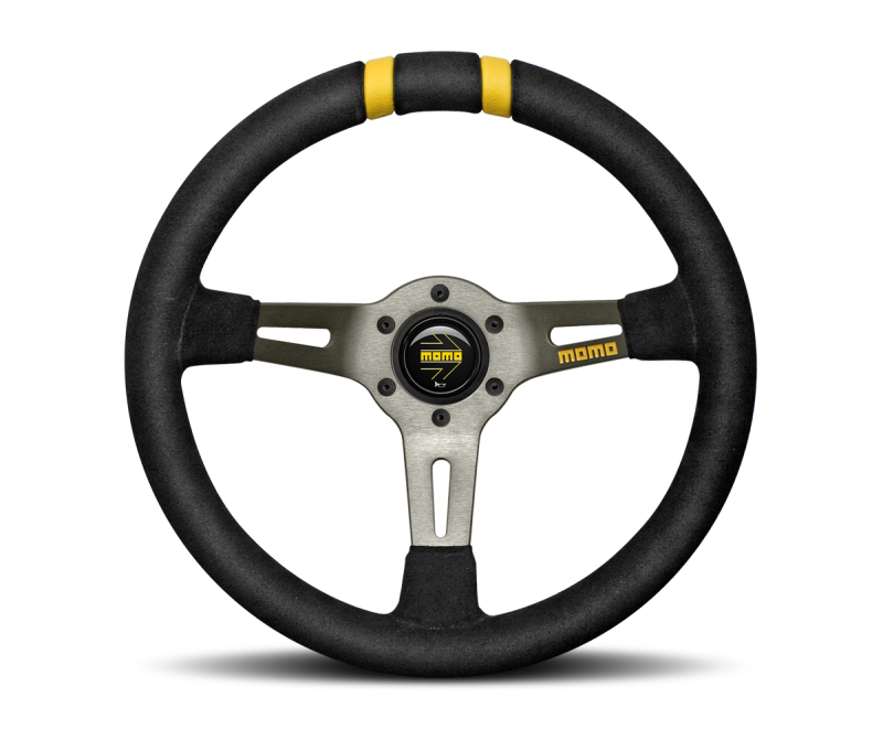 Momo MODDRIFT Steering Wheel 330 mm -  Black Suede/Anth Spokes/2 Stripes - Black Ops Auto Works