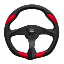 Load image into Gallery viewer, MOMO MOMRET36BK2S Retro Steering Wheel 360 mm - 4 Black Leather/Wht Stitch/Brushed Spokes image 1