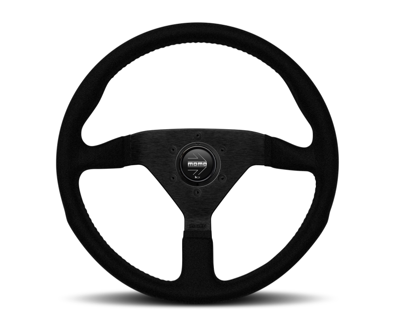 Momo Montecarlo Alcantara Steering Wheel 320 mm - Black/Black Stitch/Black Spokes - Black Ops Auto Works