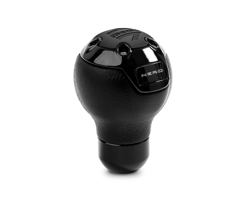 Momo Nero Shift Knob - Tall Black Leather, Black Chrome Insert - Black Ops Auto Works