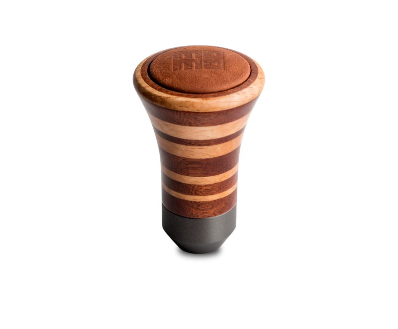 Momo Trofeo Heritage Shift Knob - Tall Wood, Layered Mahogany and Beechwood, Leather Insert Top - Black Ops Auto Works