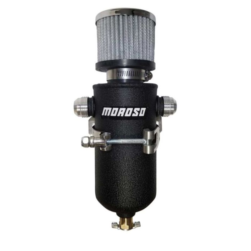 MOR85752-Moroso 10AN Male Fittings Catch Can Breather Tank - Black Powder Coat-Expansion Tanks-Moroso