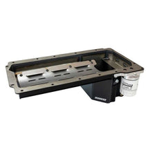 Load image into Gallery viewer, Moroso steel oil pan for GM LS swap into a Chevy S10 or Blazer shown from the side