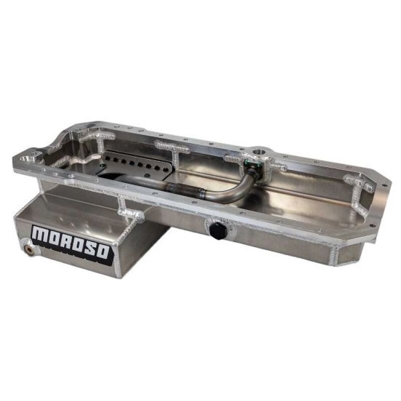 Moroso aluminum oil pan for Toyota 1JZ/2JZ engines shown from the side