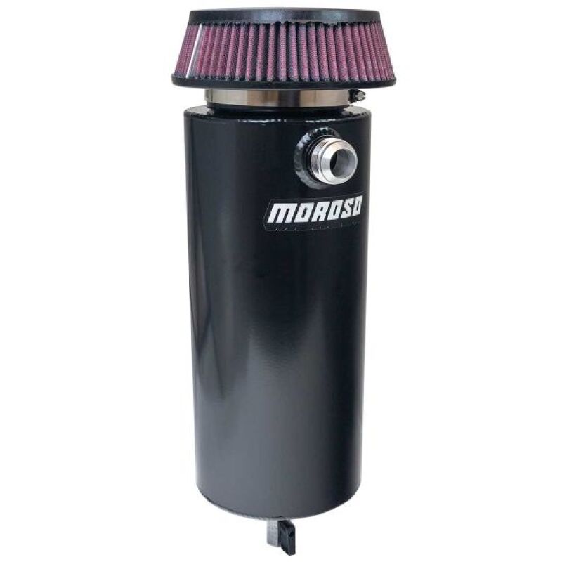 Moroso Moroso 6in Diameter Single -16AN Inlet Aluminum Breather Tank Catch Can - Black