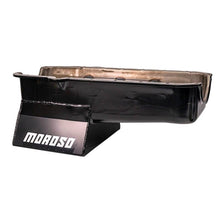 Load image into Gallery viewer, Moroso 80-85 Chevrolet SBC (w/Passenger Side Dipstick) Wet Sump 7qt 8.25in Steel Oil Pan - Black
