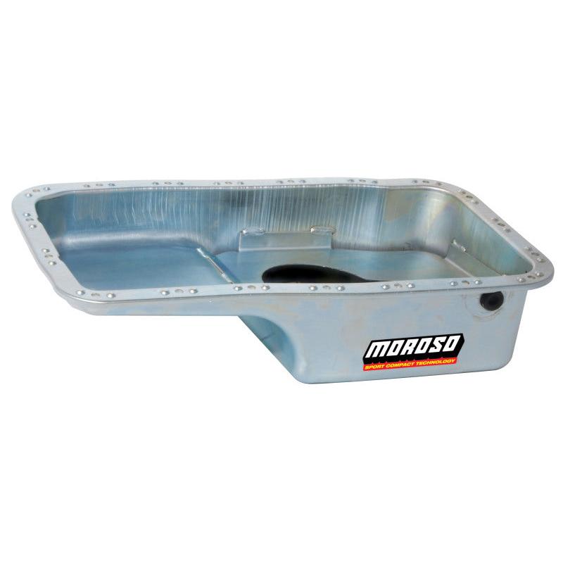 Moroso Acura/Honda 1.6L B16A3 Stock (w/Oil Drainbacks) Wet Sump 4qt 6in Steel Oil Pan - Black Ops Auto Works