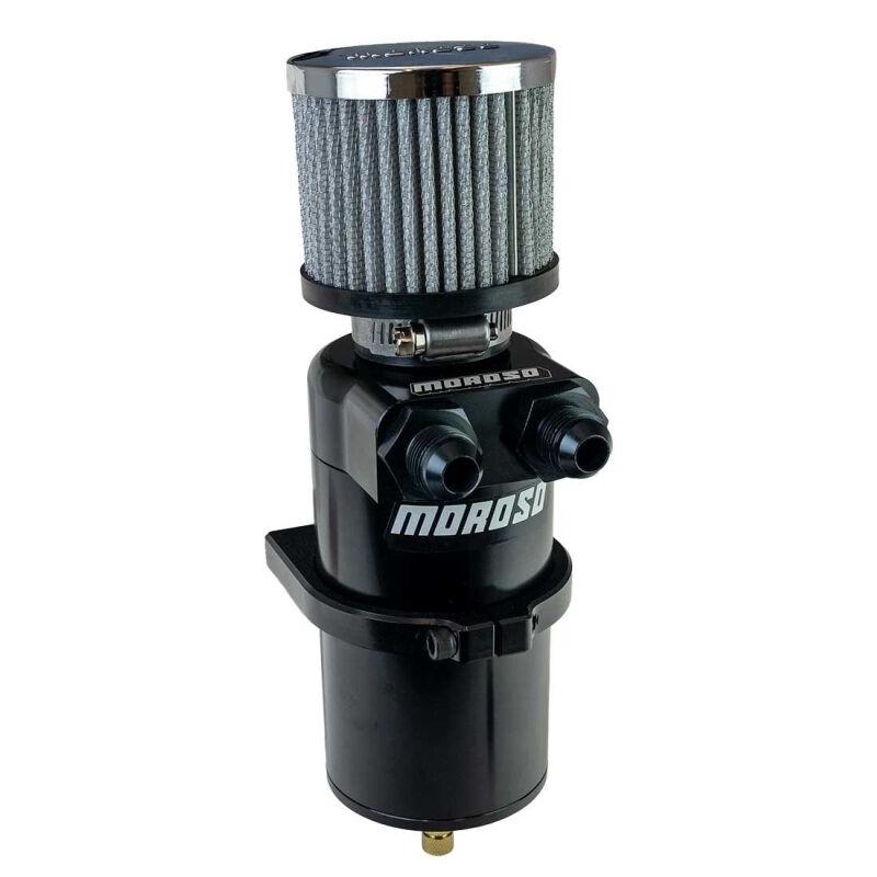 Moroso Dual Inlet -8AN Billet Breather Tank Catch Can - Black Moroso MOR85414