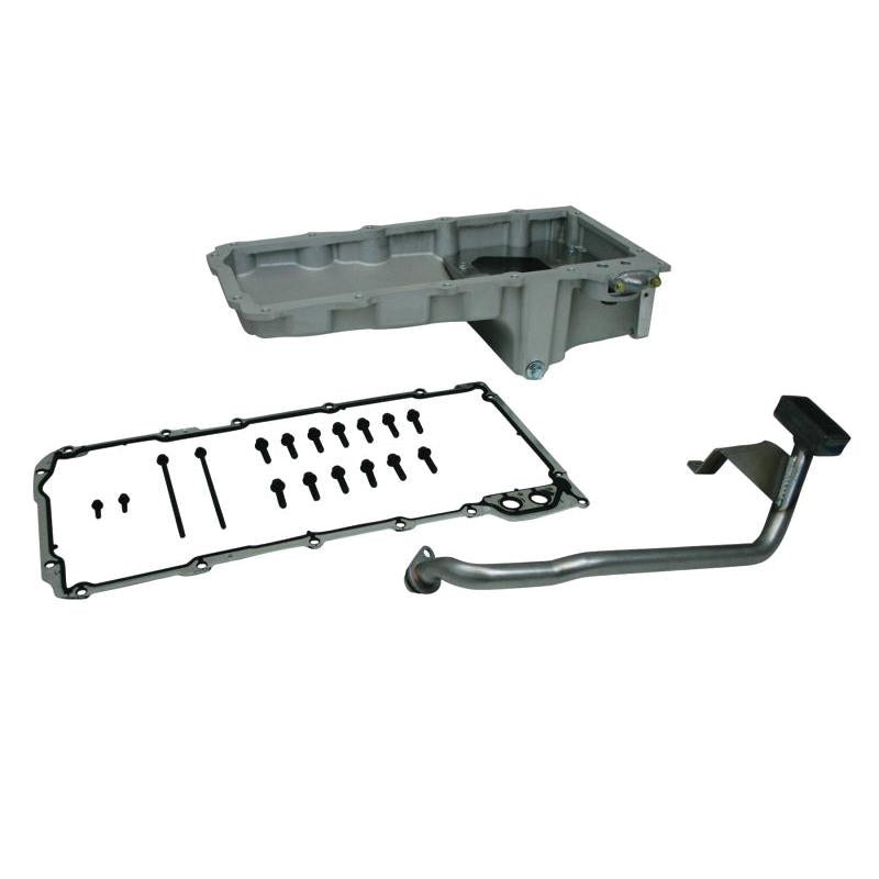 MOR20105-Moroso GM LS Swap (w/Rear Sump & Spin-On Oil Filter Adapter) Wet Sump 6qt 5.75in Aluminum Oil Pan-Oil Pans-Moroso