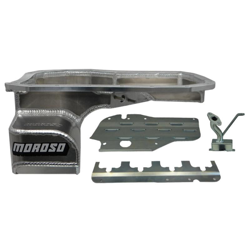 Moroso Mitsubishi Evo 7/8/9 (w/Lower Intercooler Pipe) Road Race Baffled Wet Sump 6.5qt Alum Oil Pan - Black Ops Auto Works