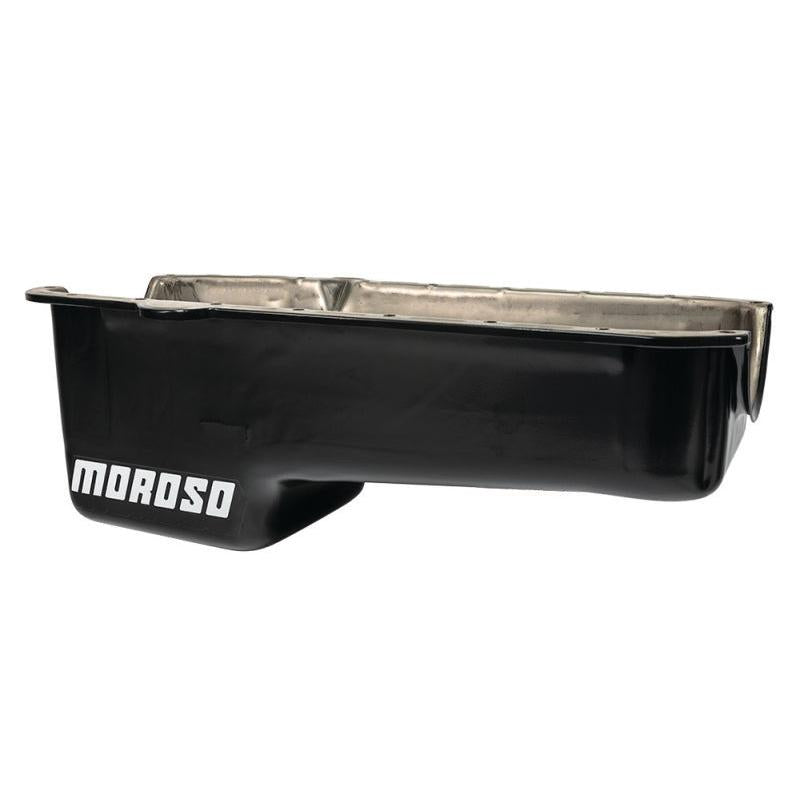 Moroso Pre-80 Chevrolet Small Block (w/Driver Side Dipstick) Wet Sump 5qt 7.5in Steel Oil Pan - Blk