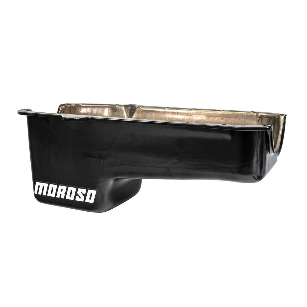 Moroso Pre-80 Chevrolet Small Block (w/Driver Side Dipstick) Wet Sump 6qt 8.25in Steel Oil Pan - Blk