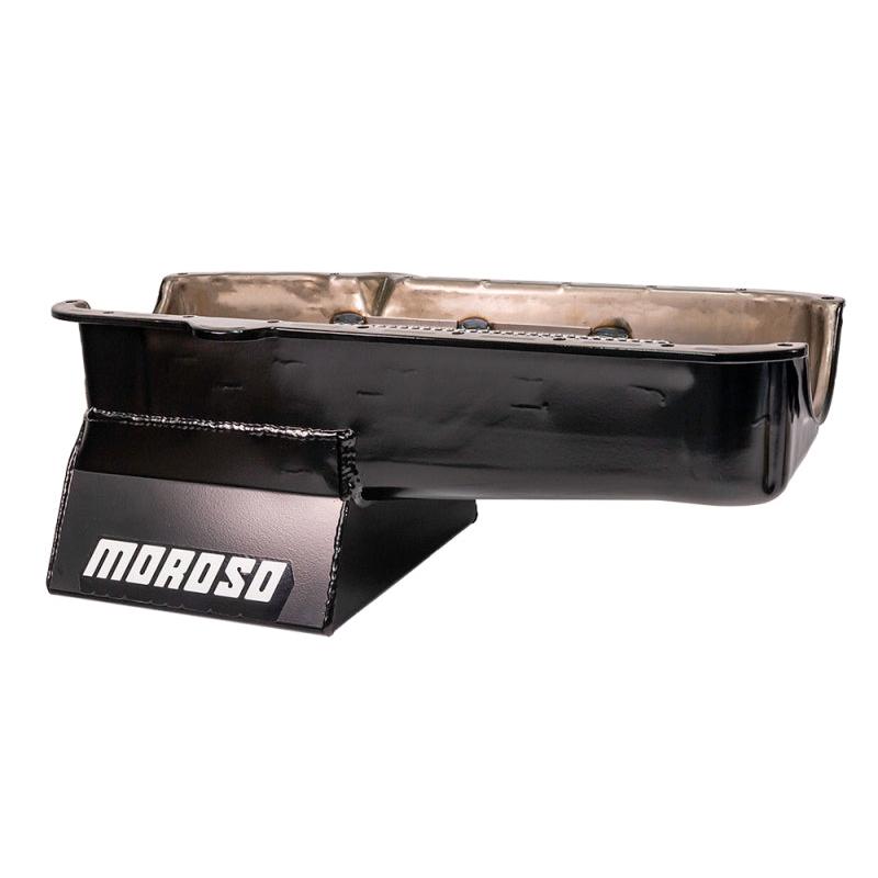Moroso Pre-80 Chevrolet Small Block (w/Driver Side Dipstick) Wet Sump 7qt 8.25in Steel Oil Pan -Blk
