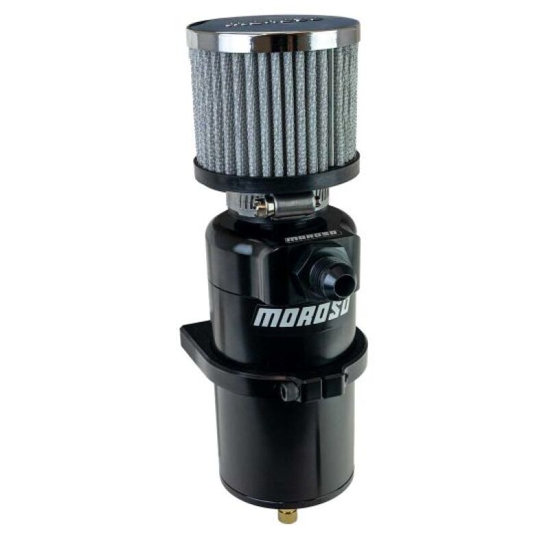 Moroso Single Inlet -8AN Billet Breather Tank Catch Can - Black Moroso MOR85410