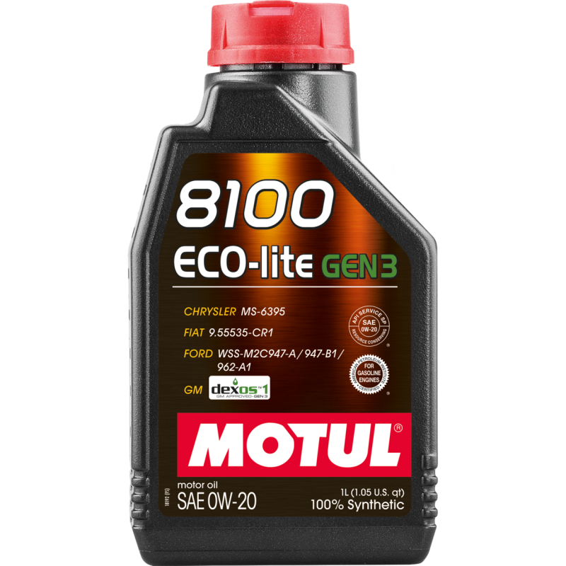 Motul 111363 8100 Eco-lite Gen3 0W-20 engine oil container