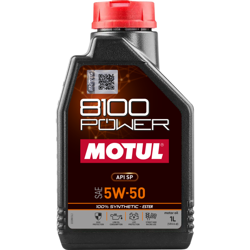 Motul 1L Synthetic Engine Oil 8100 Power 5W50 - Motul 111811