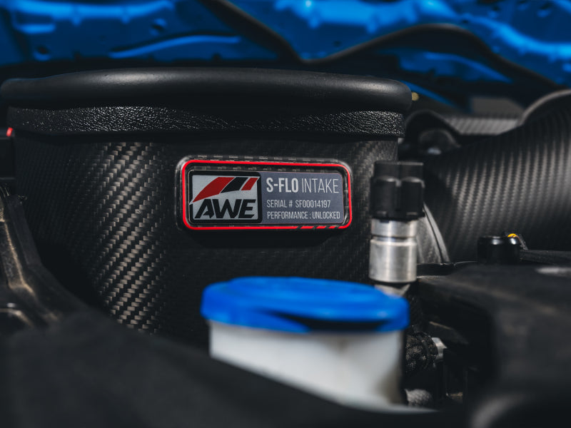 Mustang GT and Dark Horse AWE carbon intake with dual high-flow air filters