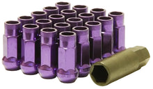 Load image into Gallery viewer, Muteki 32905L SR48 purple lug nut close-up knurled end