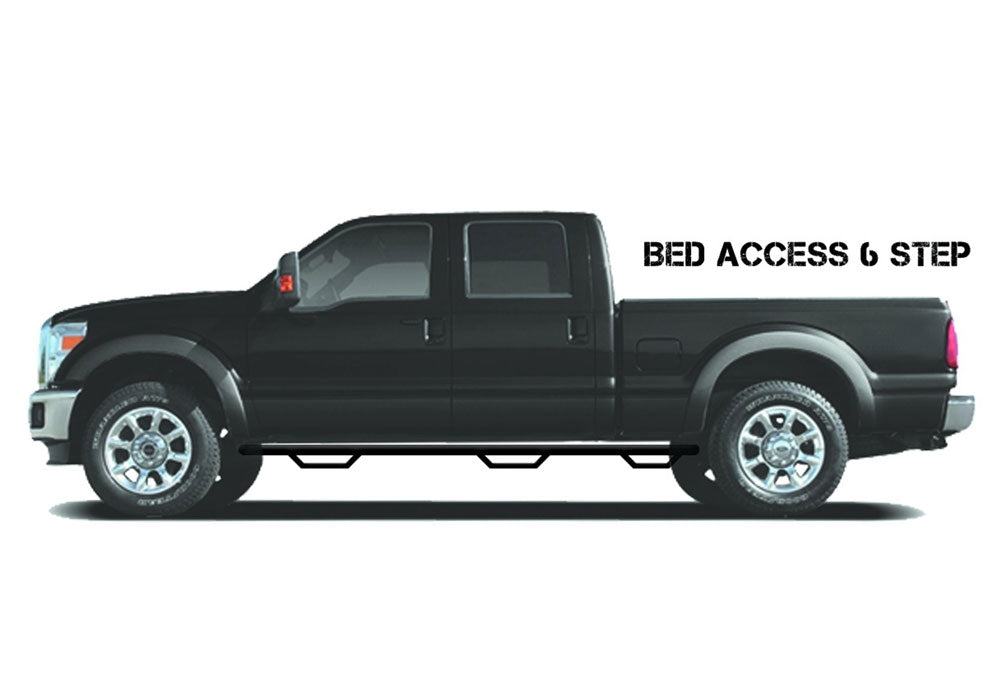 N-Fab Podium LG 99-16 Ford F-250/F-350 Super Duty Crew Cab 6.75ft Bed - Tex Black - Bed Access - 3in - Black Ops Auto Works