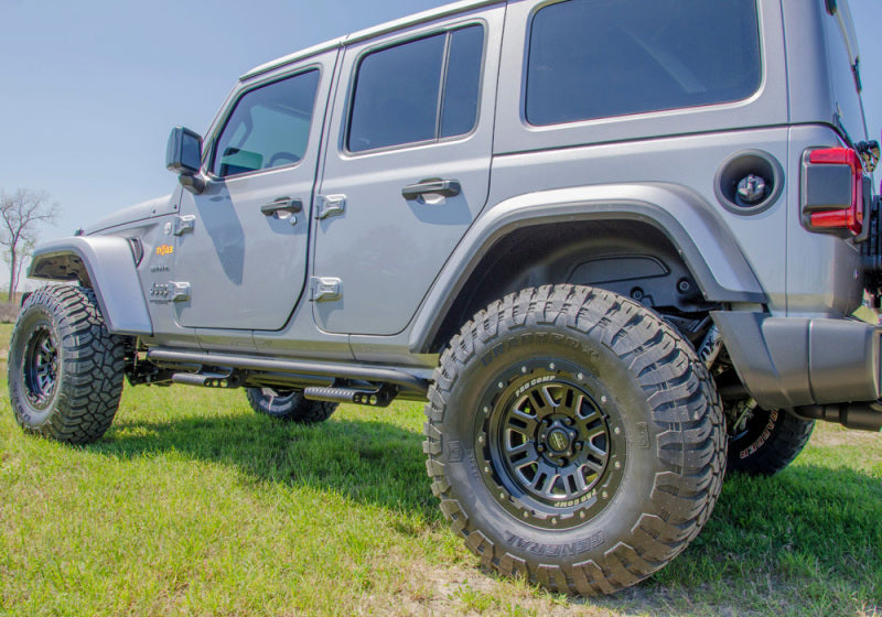 N-Fab RKR Step System 2019 Jeep Wrangler JT 4 Door Truck Full Length - Tex. Black - 1.75in - Black Ops Auto Works