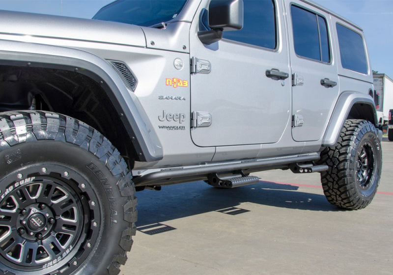 N-Fab RKR Step System 2019 Jeep Wrangler JT 4 Door Truck Full Length - Tex. Black - 1.75in - Black Ops Auto Works